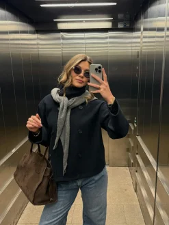Gina Tricot High neck hort fet jacket Blå Online