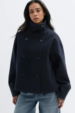 Gina Tricot High neck hort fet jacket Blå Online