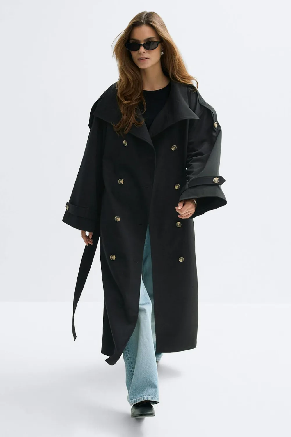 Gina Tricot High neck trench coat Svart New