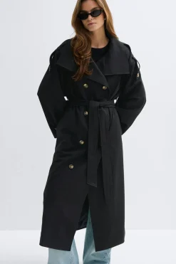 Gina Tricot High neck trench coat Svart New