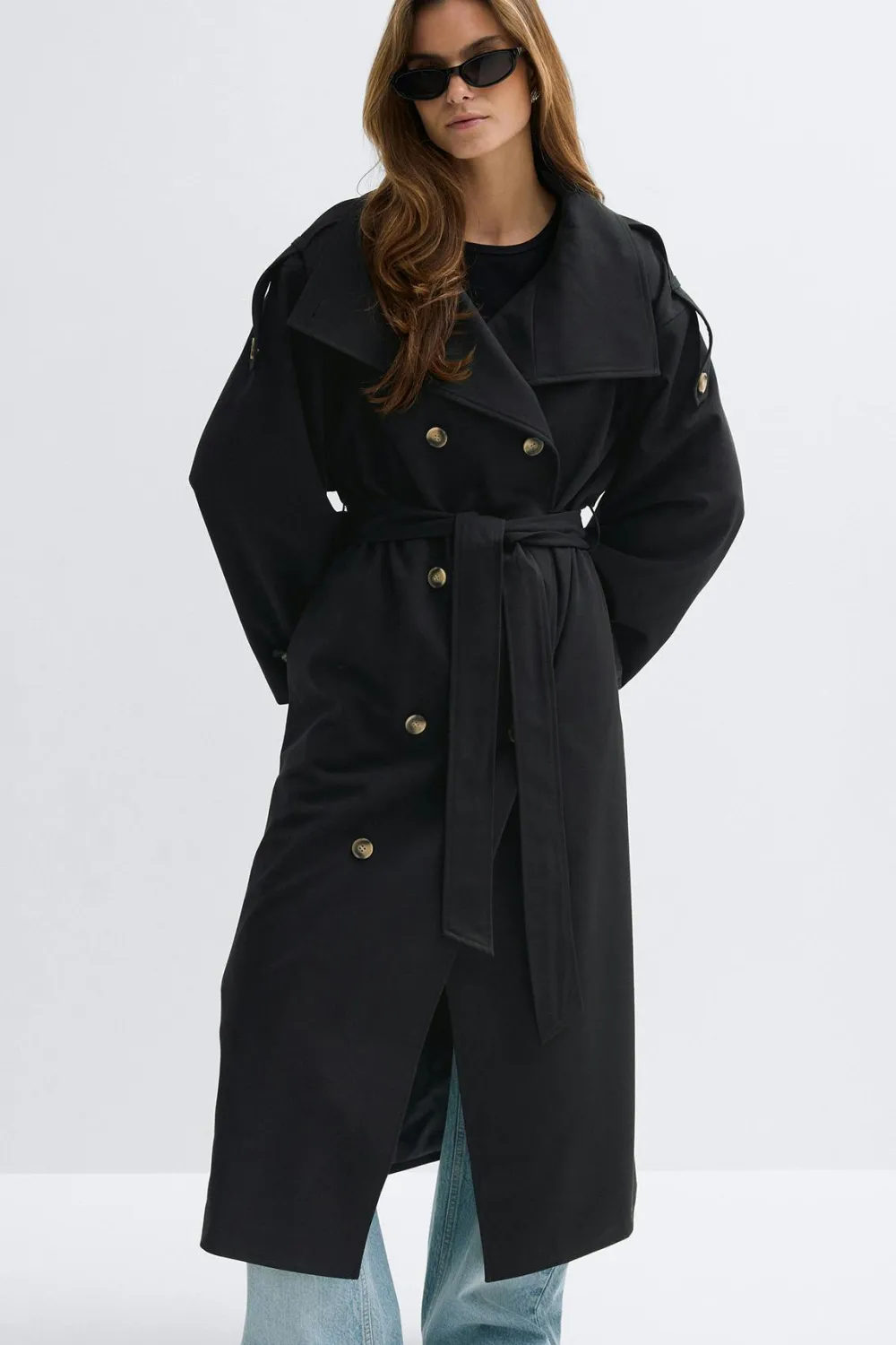 Gina Tricot High neck trench coat Svart New
