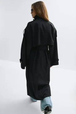 Gina Tricot High neck trench coat Svart New