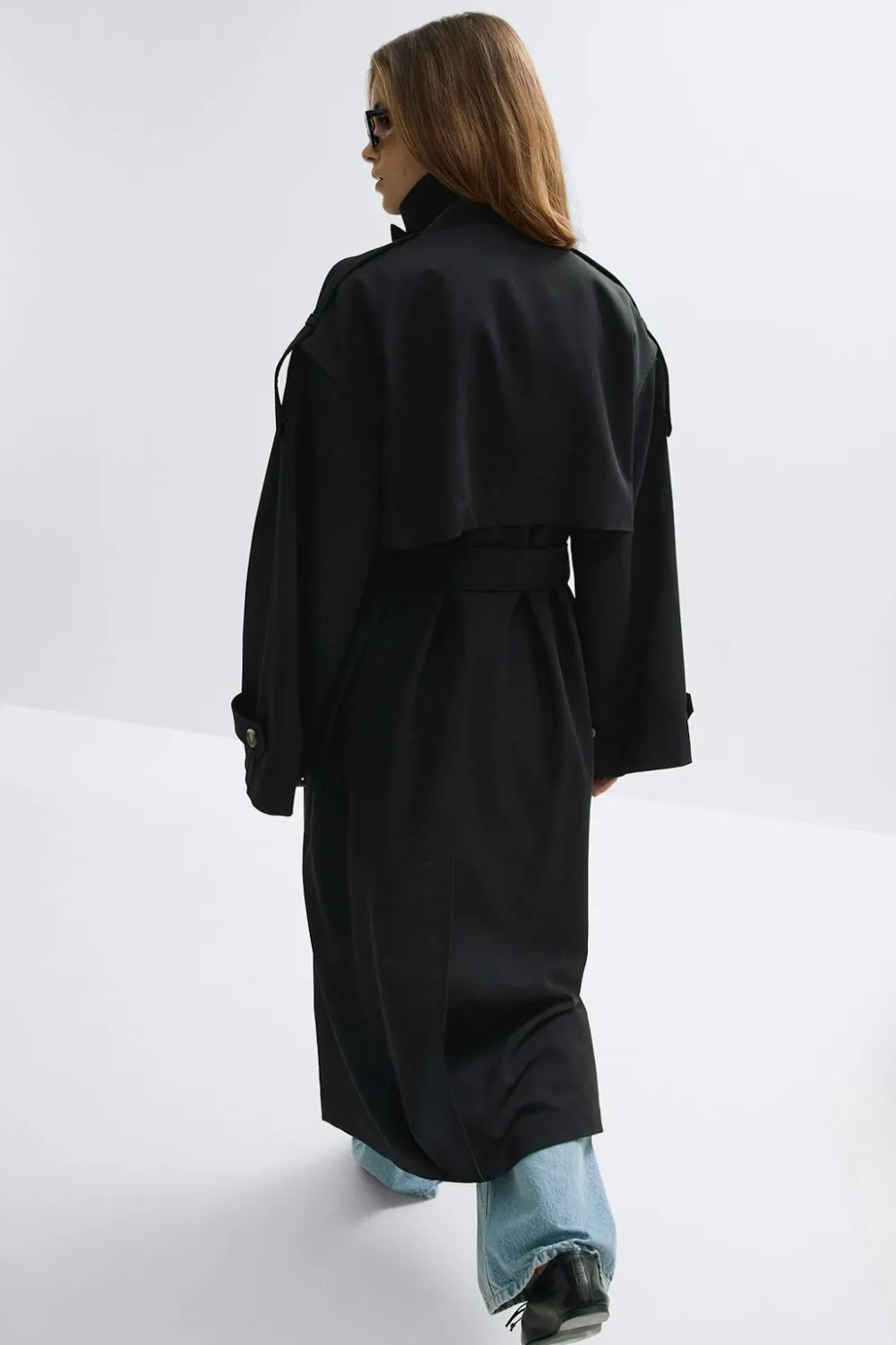 Gina Tricot High neck trench coat Svart New