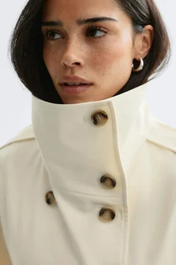 Gina Tricot High neck trench coat Hvit Discount