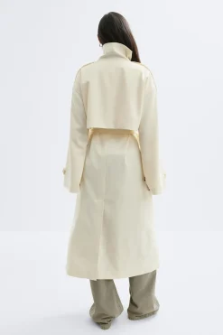 Gina Tricot High neck trench coat Hvit Discount