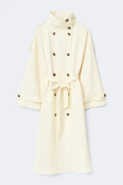 Gina Tricot High neck trench coat Hvit Discount