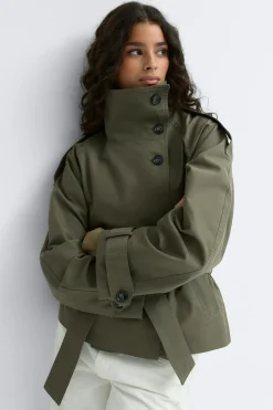 Gina Tricot High neck trench jacket Grønn Discount