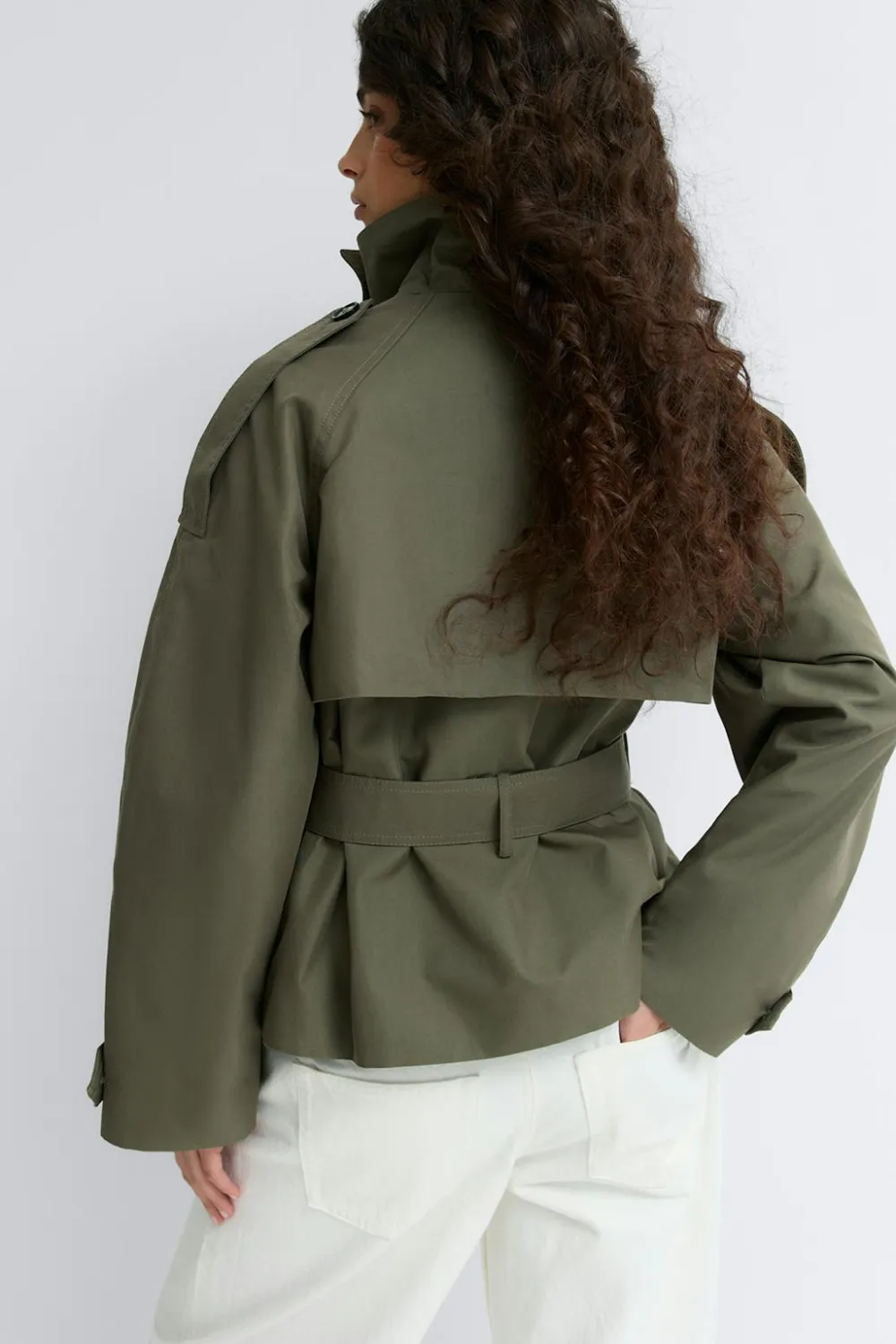 Gina Tricot High neck trench jacket Grønn Discount