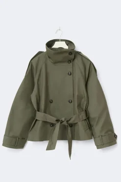 Gina Tricot High neck trench jacket Grønn Discount