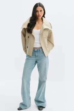 Gina Tricot High neck trench jacket Beige Discount