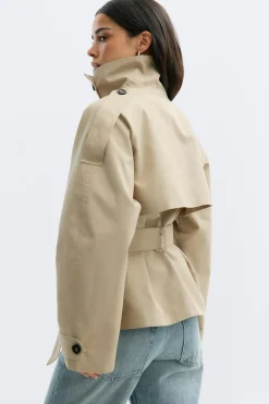 Gina Tricot High neck trench jacket Beige Discount