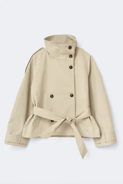 Gina Tricot High neck trench jacket Beige Discount