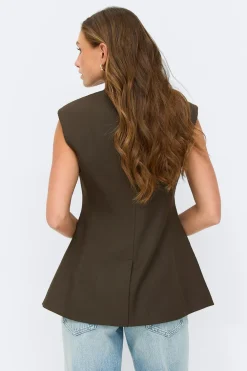 Gina Tricot High neck vest Brun New