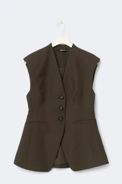 Gina Tricot High neck vest Brun New