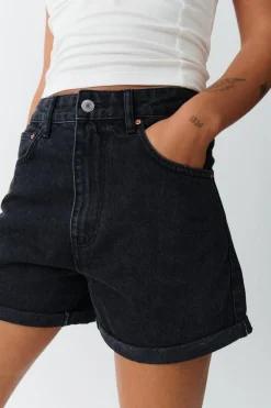 Gina Tricot High waist denim shorts Svart Hot