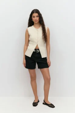Gina Tricot High waist denim shorts Svart Hot
