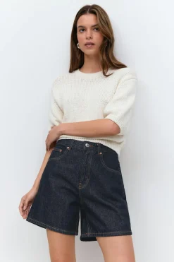 Gina Tricot High waist denim shorts Blå Hot