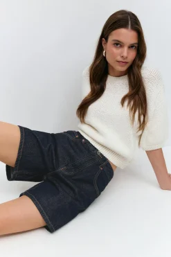 Gina Tricot High waist denim shorts Blå Hot