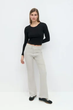 Gina Tricot High waist flare trousers Beige