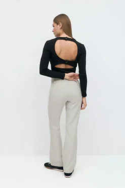 Gina Tricot High waist flare trousers Beige