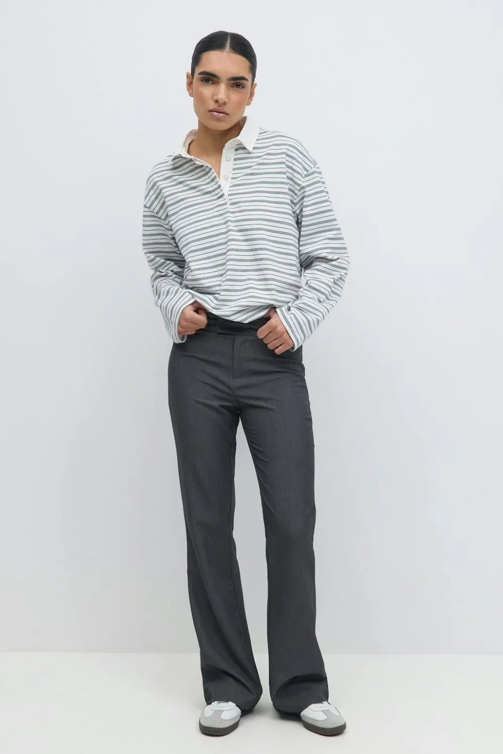 Gina Tricot High waist flare trousers Grå Outlet
