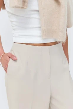 Gina Tricot High waist wide trousers Beige Outlet