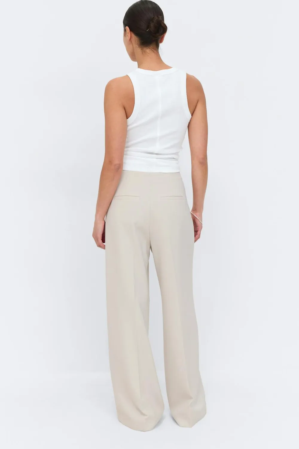 Gina Tricot High waist wide trousers Beige Outlet
