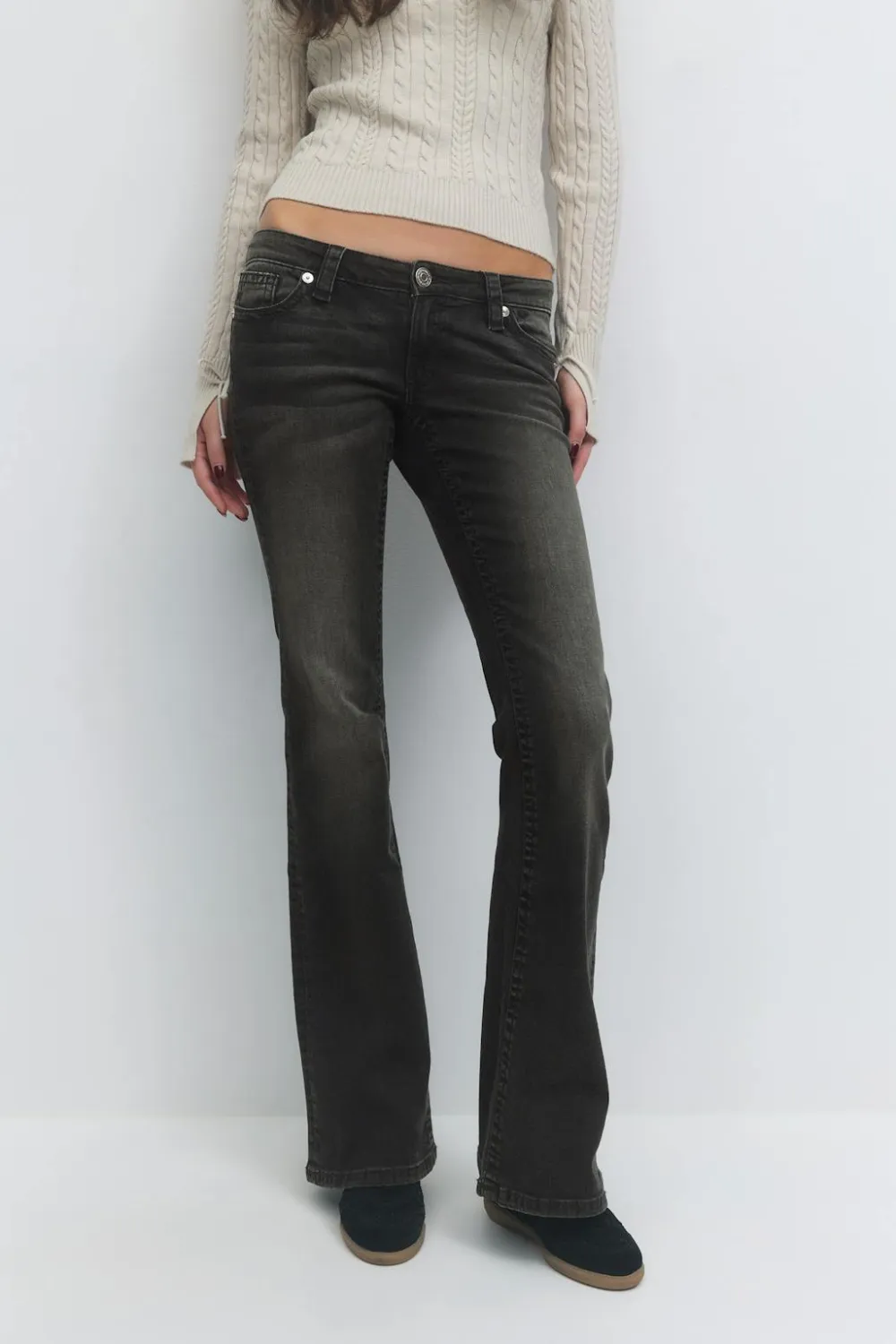 Gina Tricot 14+ hip hug fare ta jean Svart Online