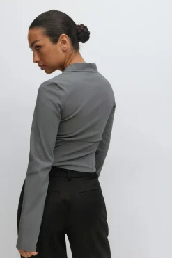 Gina Tricot Hook and eye hirt Grå Clearance