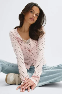 Gina Tricot 14+ 2 in 1 ace rib cardigan Rosa Online