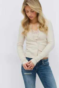Gina Tricot 14+ 2 in 1 ace rib cardigan Hvit Online