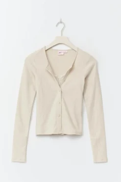 Gina Tricot 14+ 2 in 1 ace rib cardigan Hvit Online