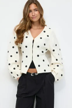 Gina Tricot Jacquard knitted cardigan Hvit Best