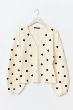Gina Tricot Jacquard knitted cardigan Hvit Best