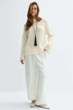 Gina Tricot Jacquard knitted weater Hvit Sale