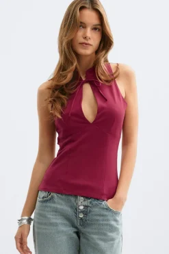 Gina Tricot Keyhoe tie top Lilla Clearance