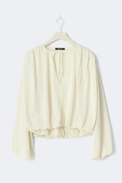 Gina Tricot Knitted baoon top Hvit Clearance