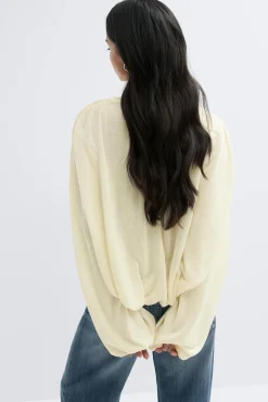 Gina Tricot Knitted baoon top Hvit Clearance