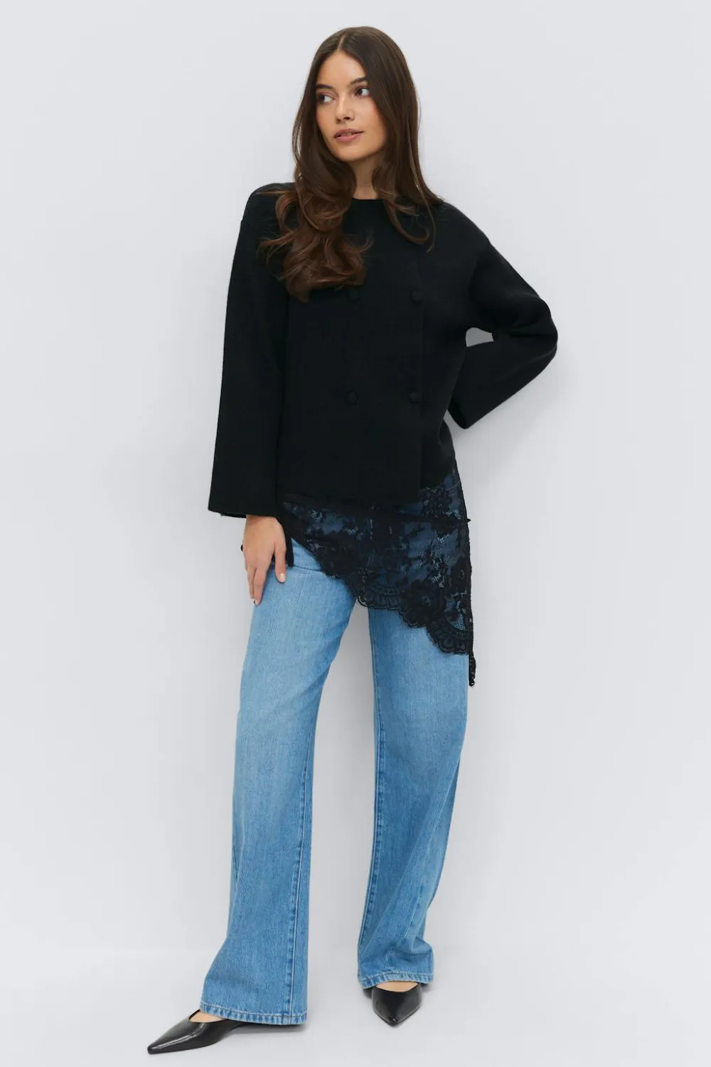 Gina Tricot Knitted button cardigan Svart