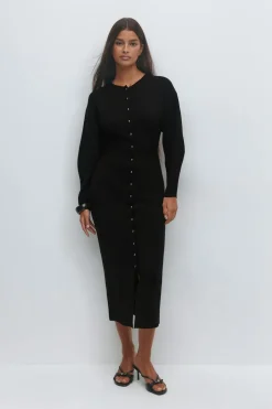 Gina Tricot Knitted button down dre Svart Clearance