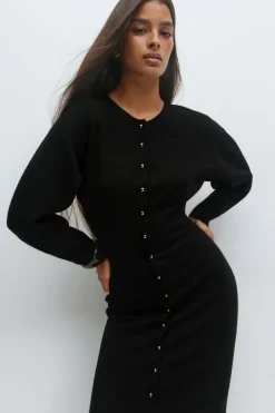 Gina Tricot Knitted button down dre Svart Clearance