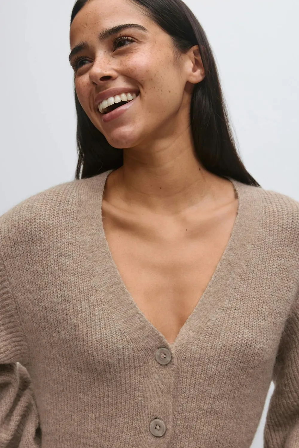 Gina Tricot Knitted button down dre Beige Hot