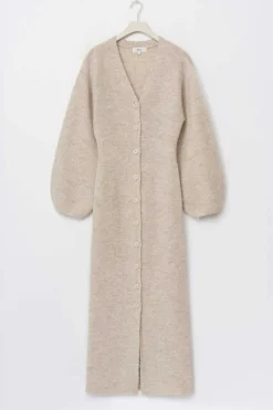 Gina Tricot Knitted button down dre Hvit Clearance