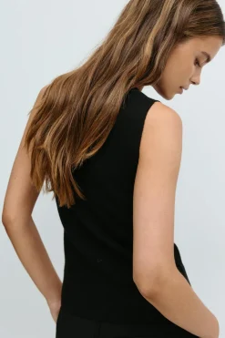 Gina Tricot Knitted button down vet Svart Online