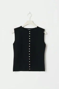 Gina Tricot Knitted button down vet Svart Online