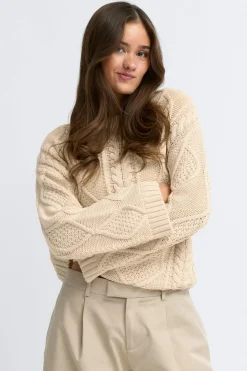 Gina Tricot Knitted cabe weater Beige Discount