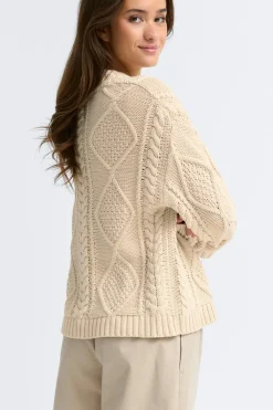 Gina Tricot Knitted cabe weater Beige Discount