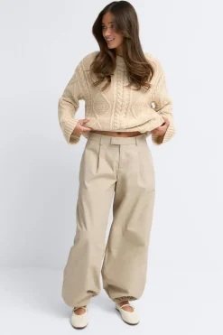 Gina Tricot Knitted cabe weater Beige Discount