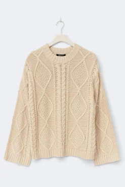 Gina Tricot Knitted cabe weater Beige Discount
