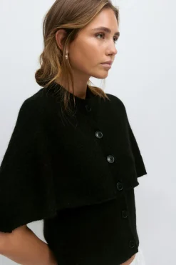 Gina Tricot Knitted cape cardigan Svart Outlet